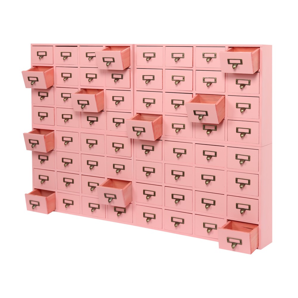 4 PCS Storage Cabinet 64-drawer Storage Box Hardware and Craft Container Pink