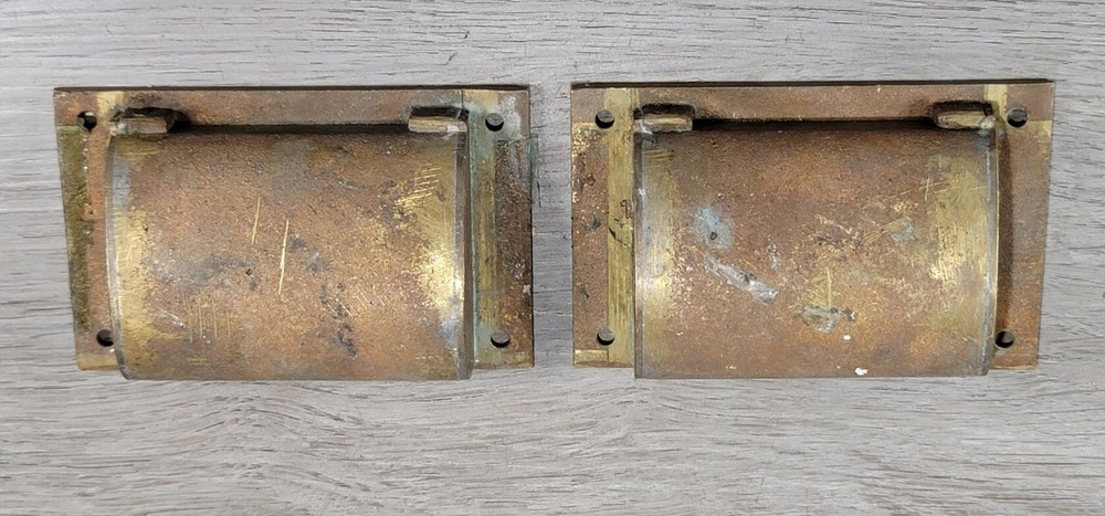 Vintage 4" Sliding Pocket Door Recessed Pulls Solid Brass Heavy Duty Pair