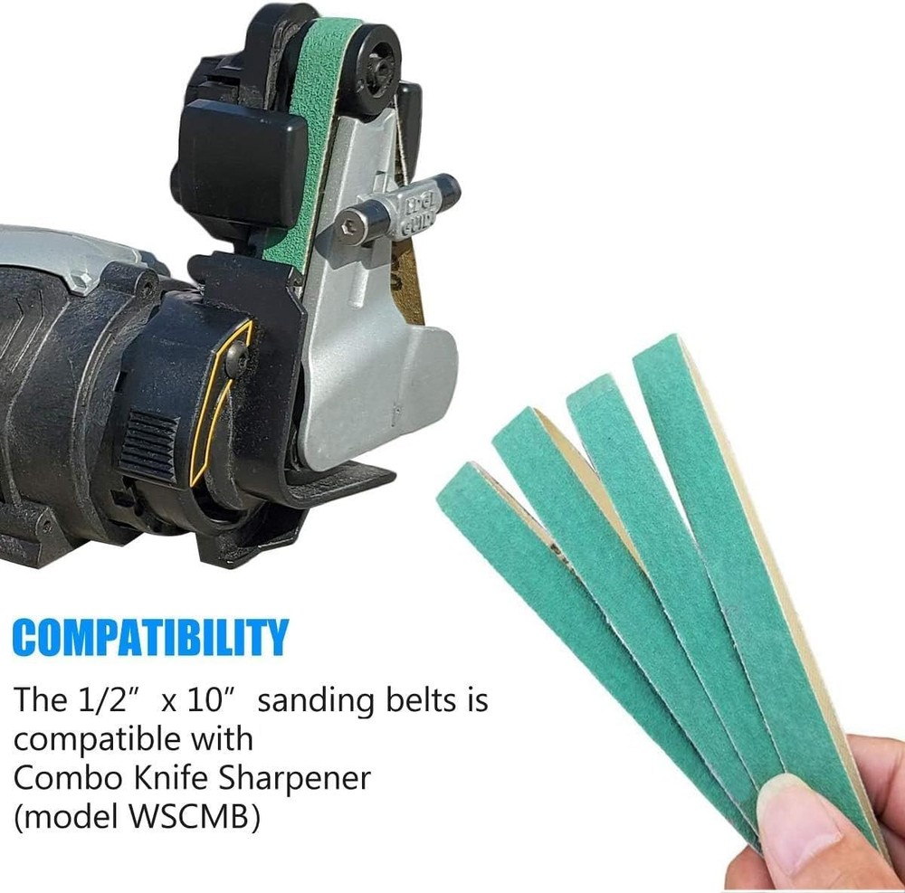24 Pack 1/2" x 10" Knife Sharpener Sander Belt Kit for Work Sharp WSCMB Combo...