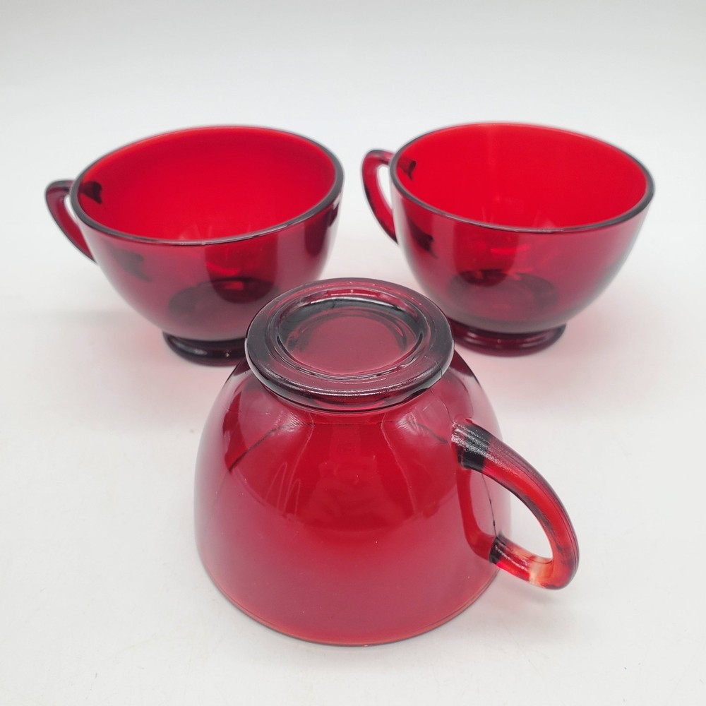 Vtg Anchor Hocking Serva Snack Ruby Cups Set of 5