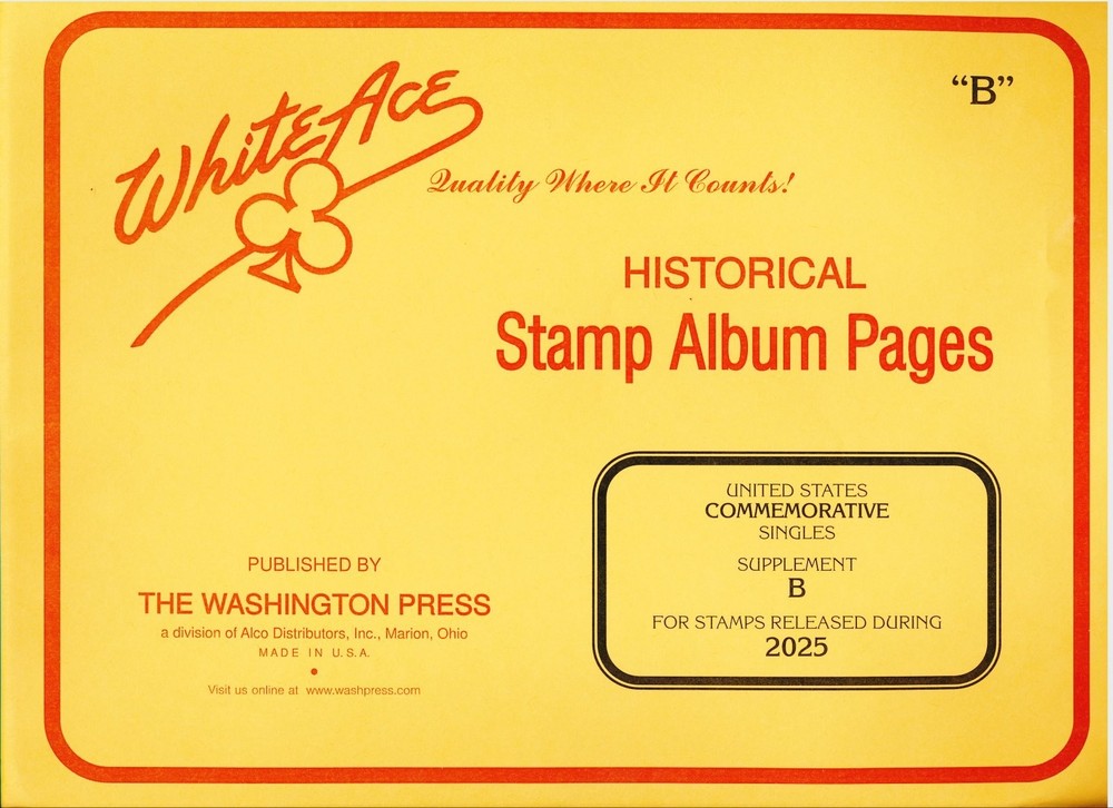 WHITE ACE 2025 UNITED STATES Commemorative Singles Stamp Album Supplement B NEW!