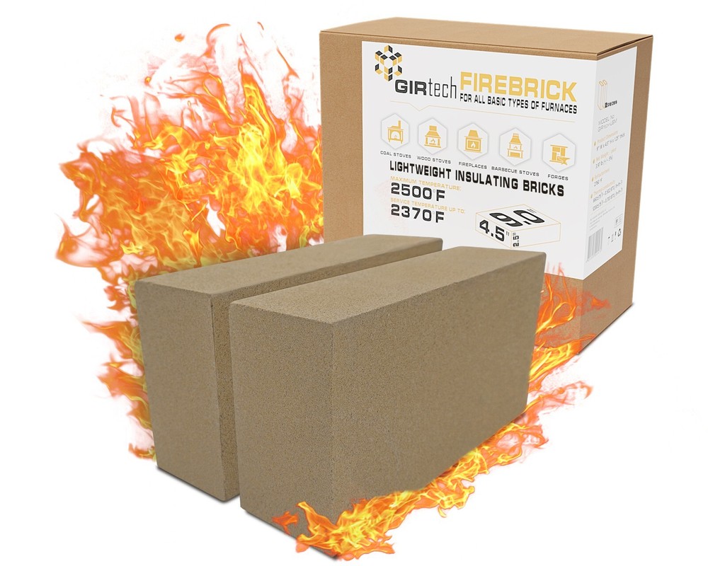 GIRtech Insa-2 Durable Insulating Fireclay Chamotte Fire Bricks 2500F Pack of 2