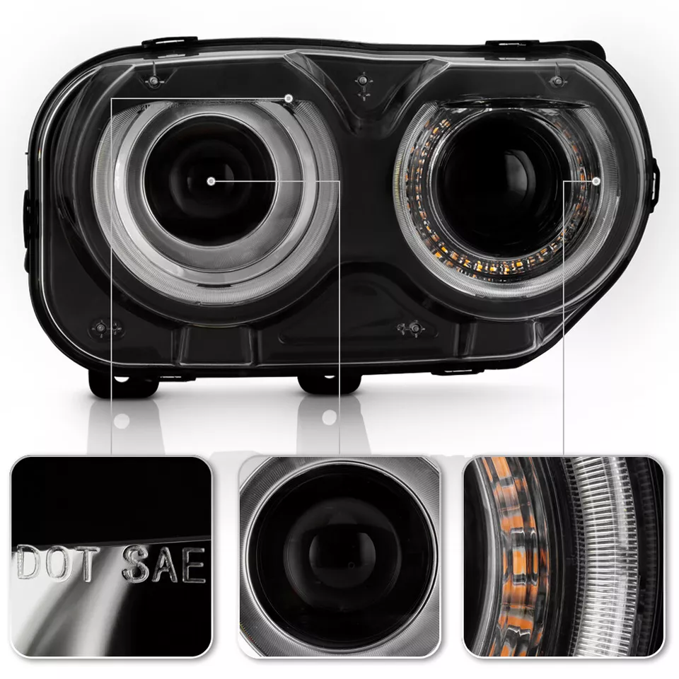 For 2015-2023 Dodge Challenger Halogen Projector Headlight w/LED DRL Passenger