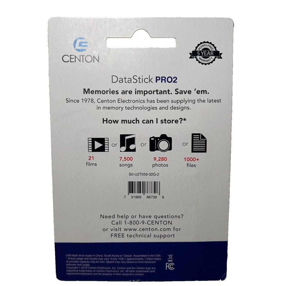 10 Total Drives 5x Centon USB 2.0 Datastick Pro2 Two Pack 32GB Multi color