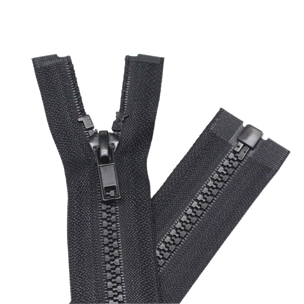 2PCS #5 44 Inch Black Separating Jacket Zippers Molded Plastic Bulk Sewing
