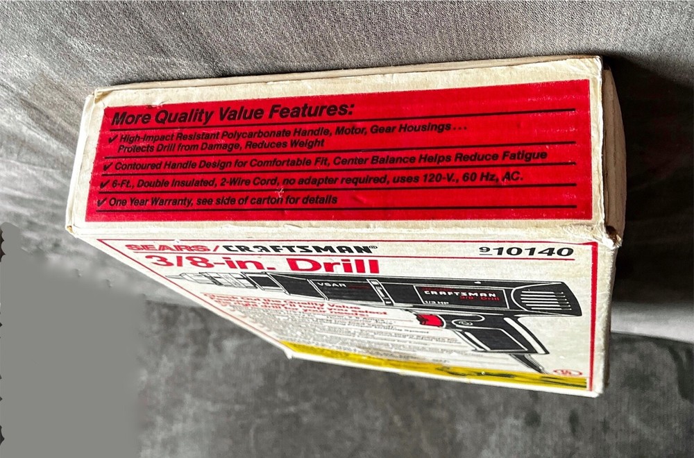 Sears Craftsman 3/8" Drill Corded Variable Speed Reversible,Model 315.101400+Bit