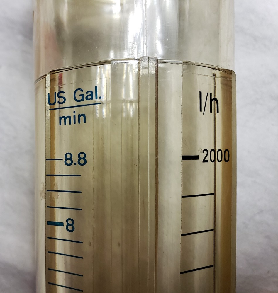 Flow Meter 200-2000 l/h, Conical Float, Variable Area , 16" long, 0.88-8.8 gpm