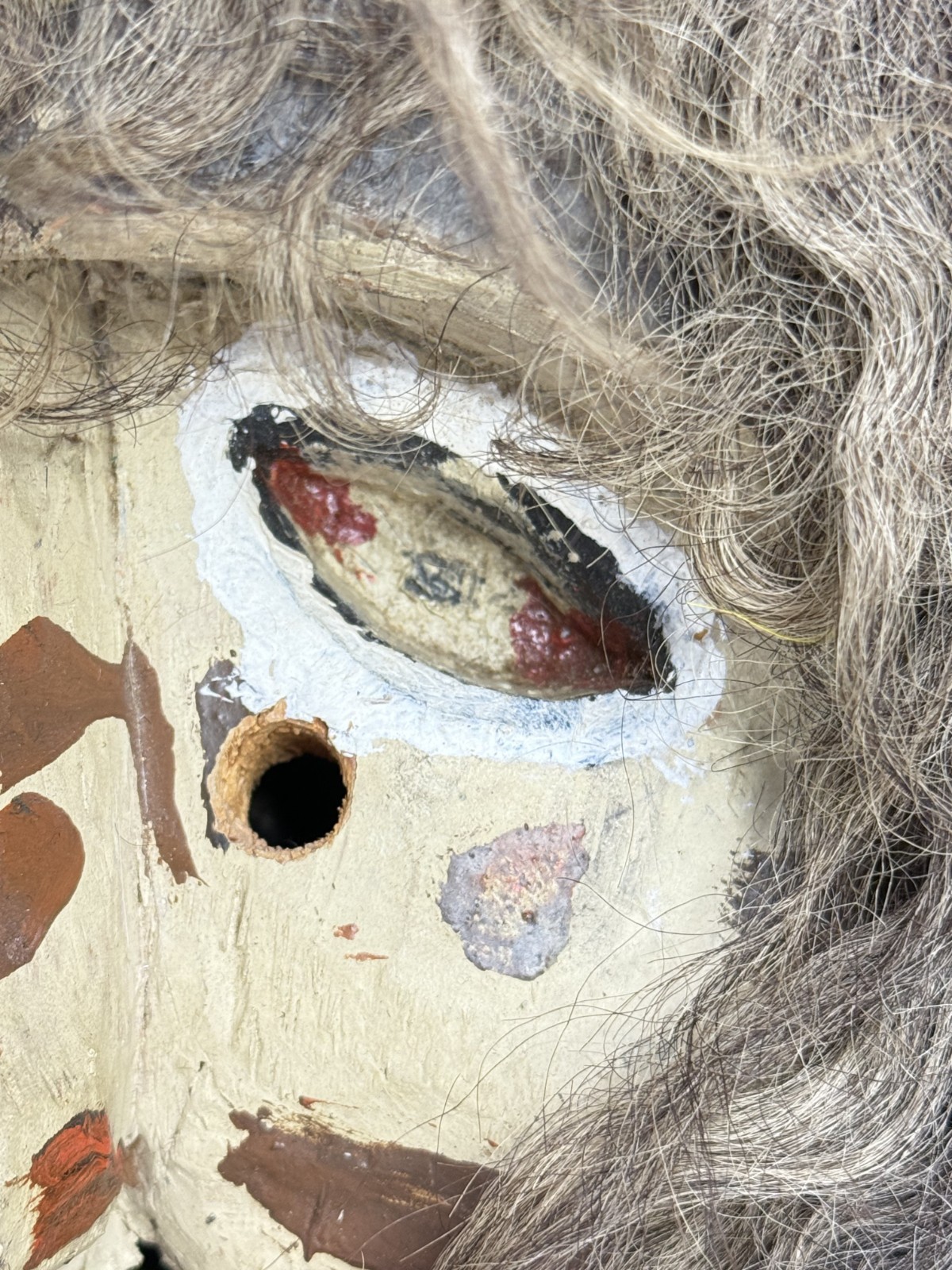 Antique RARE Native American Mask Cherokee Indian Booger FULL Headdress 13"