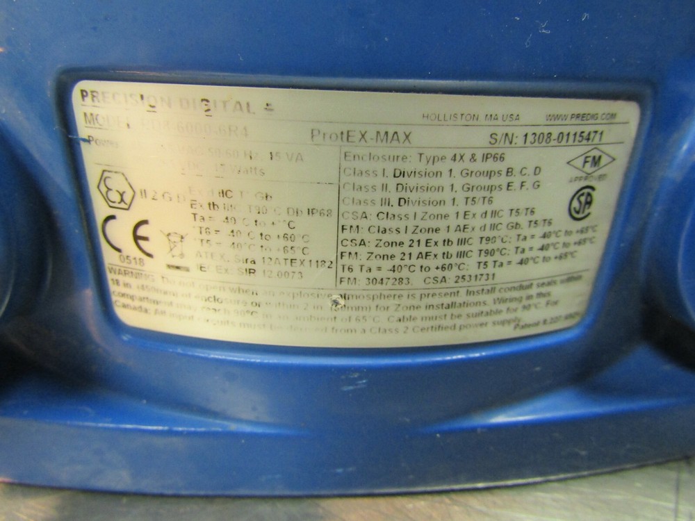 😎 PRECISION DIGITAL PD8-6000-6R4 EXPLOSION PROOF PROCESS METER 85/265 VAC