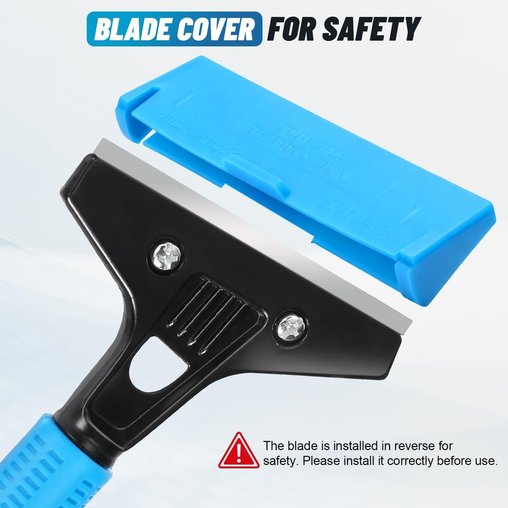 Floor Scraper Heavy Duty, Adjustable 8"-72" Long Handle Razor Blade Scraper T...