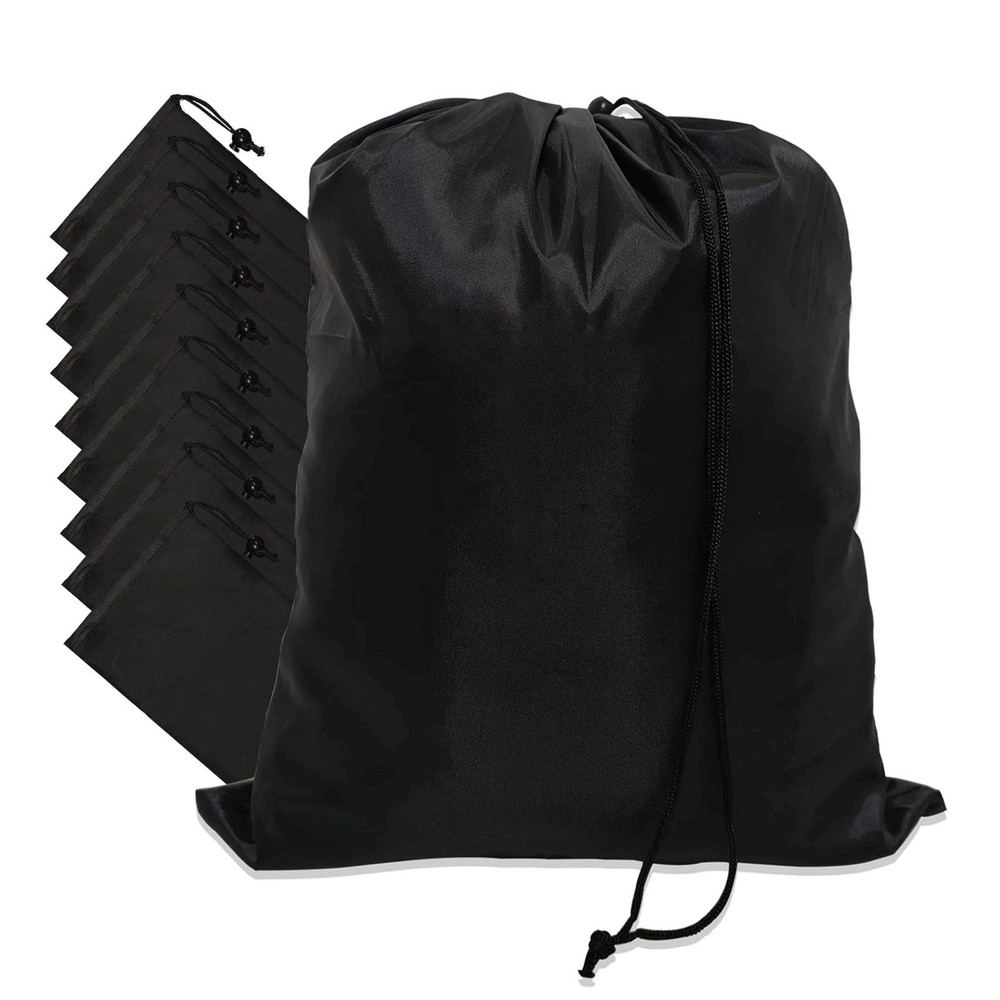 10-Pack Drawstring Bags with Toggle Closure - Lightweight & Durable Nylon Gym...