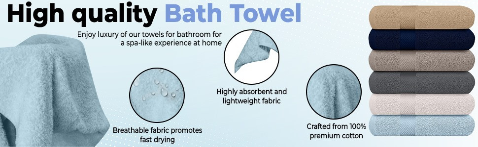 Cotton Bath Towel Set - 6 Pack