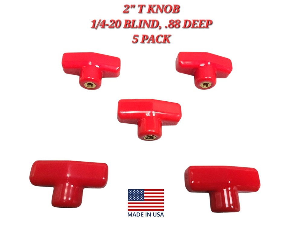 2 Inch T Knob Brass Thread 1/4-20 (5/Pack)
