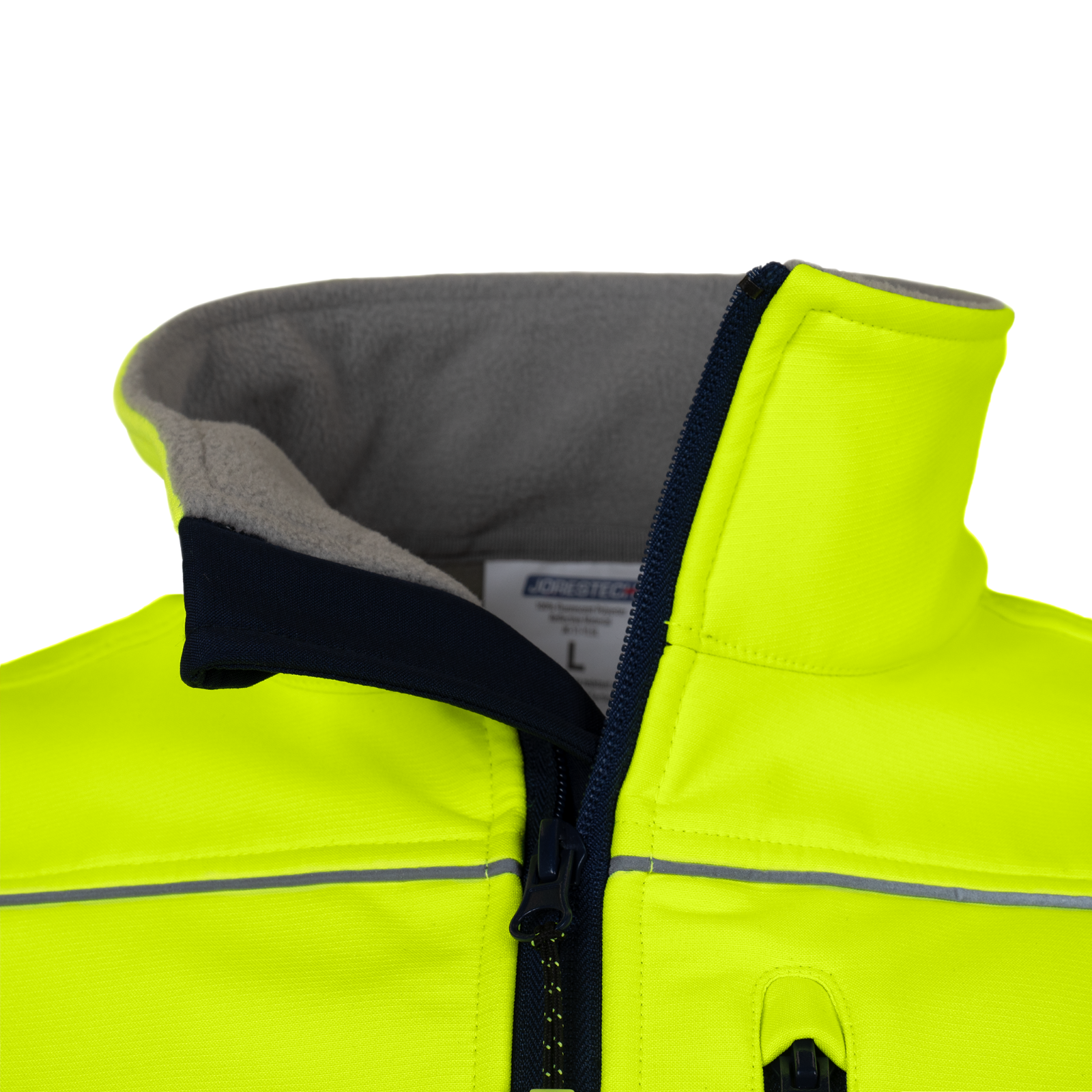 Hi-Vis Softshell Fleece Lined Safety Jacket with Reflective Strips by JORESTECH