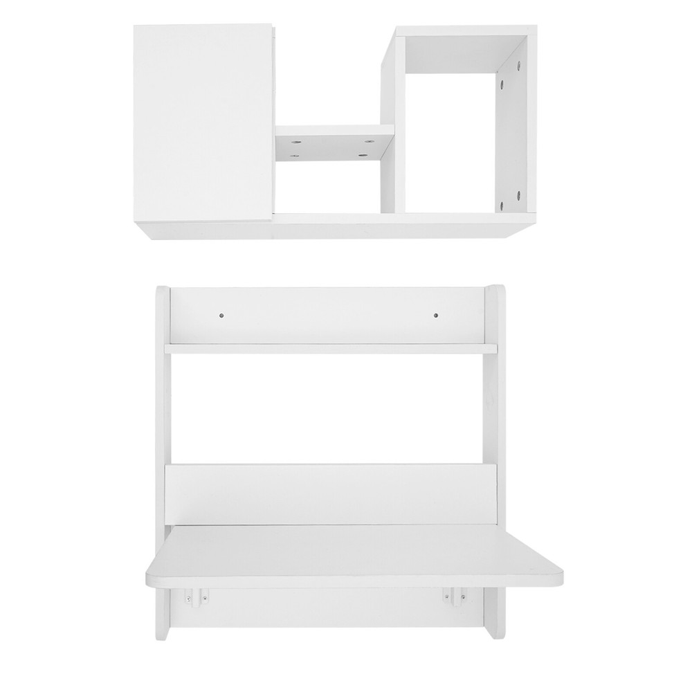 2-tier Wall Mounted Bookshelf Folding Space Saving Table Fold Down Laptop Desk