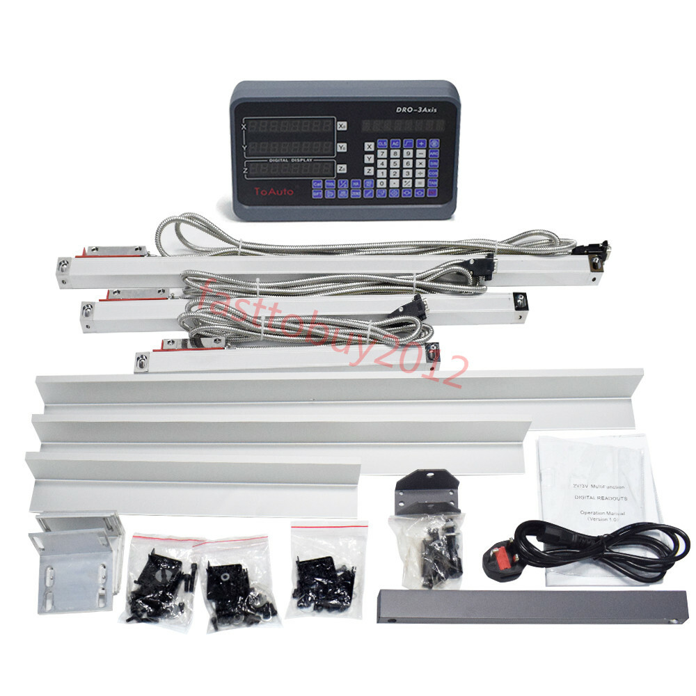 ToAuto 6" 12" 20" Linear Scale 3Axis Digital Readout DRO Display Kit for Mill