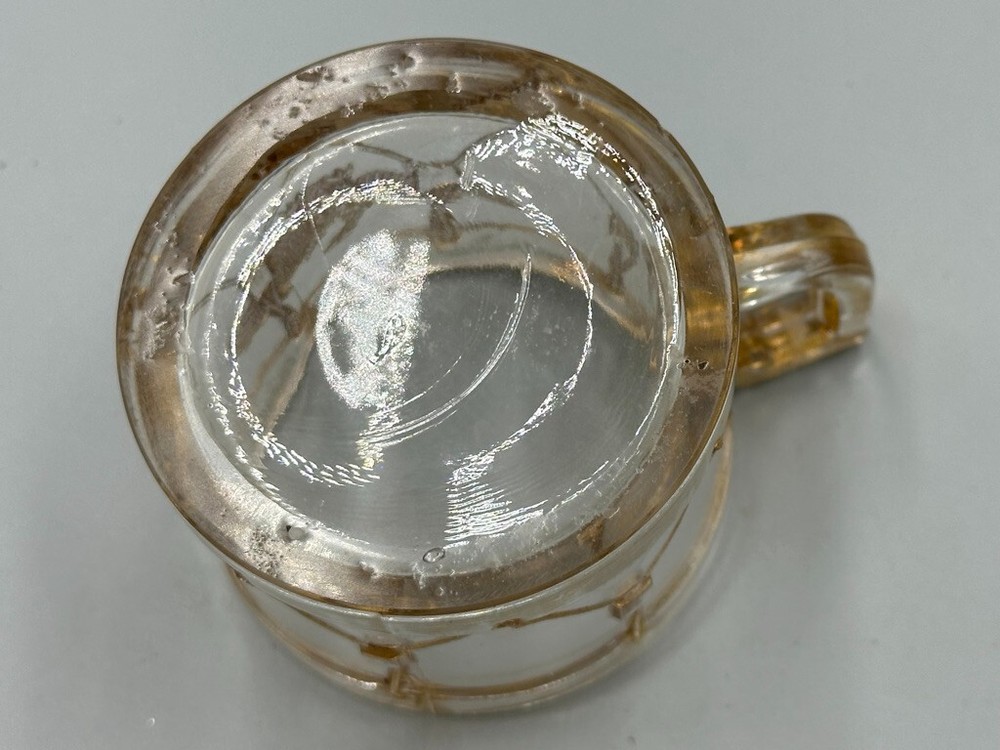 1909 Pair Mug EAGLE DRUM Cup Glass CANDY CONTAINER Antique E&A 543
