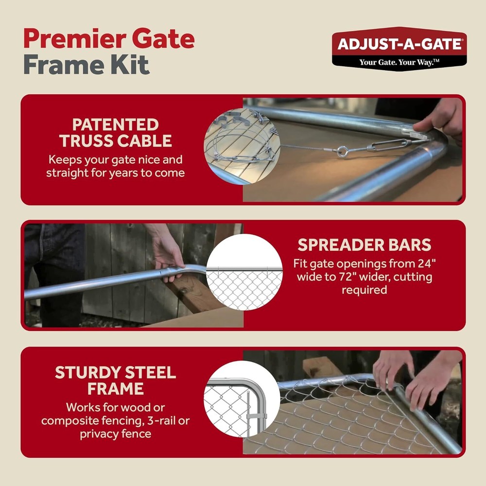 Adjust-A-Gate Chain Link Fence Gate w/Round Frame, CL 013629