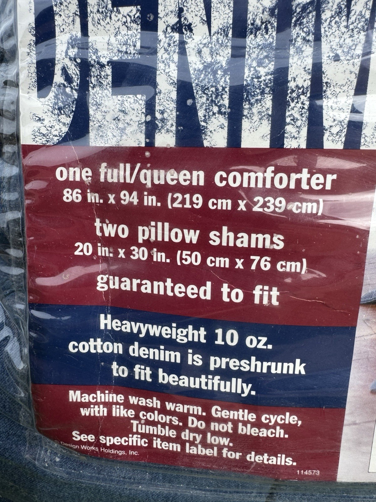 Vintage Full/Queen Size HEAVY Comforter Blue Denim Jean COTTON 84x96 USA! 1990’s