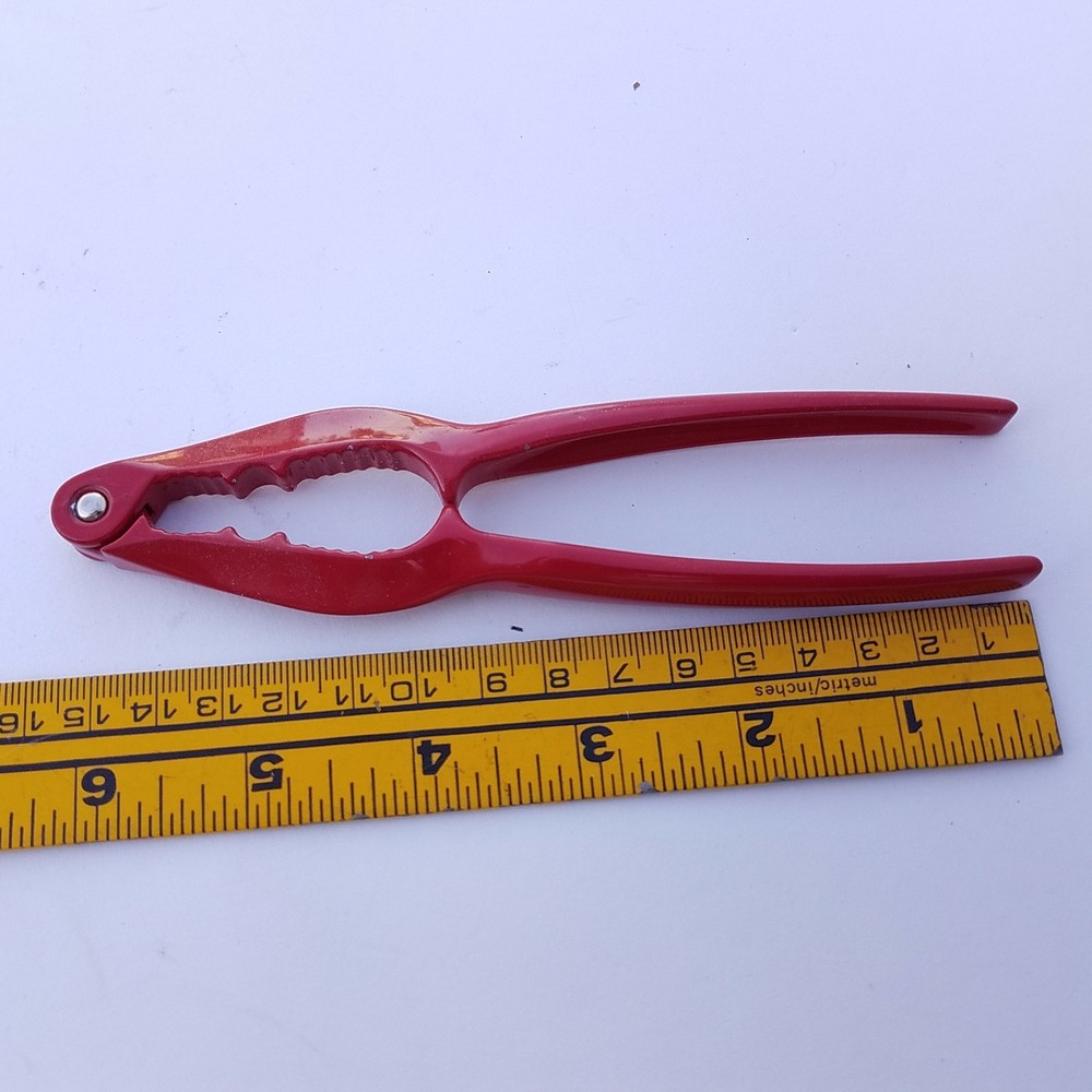 Red Nut Cracker Sheller Walnut Plier Pecan Clip 15.5cm Long