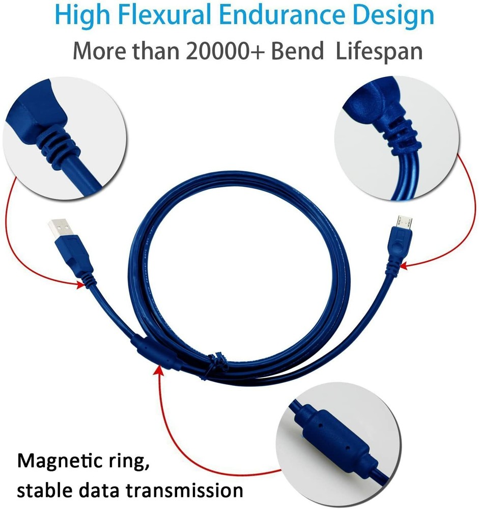 2 Pack 10ft Controller Micro USB High Speed Cable Cord for PS4 Playstation 4