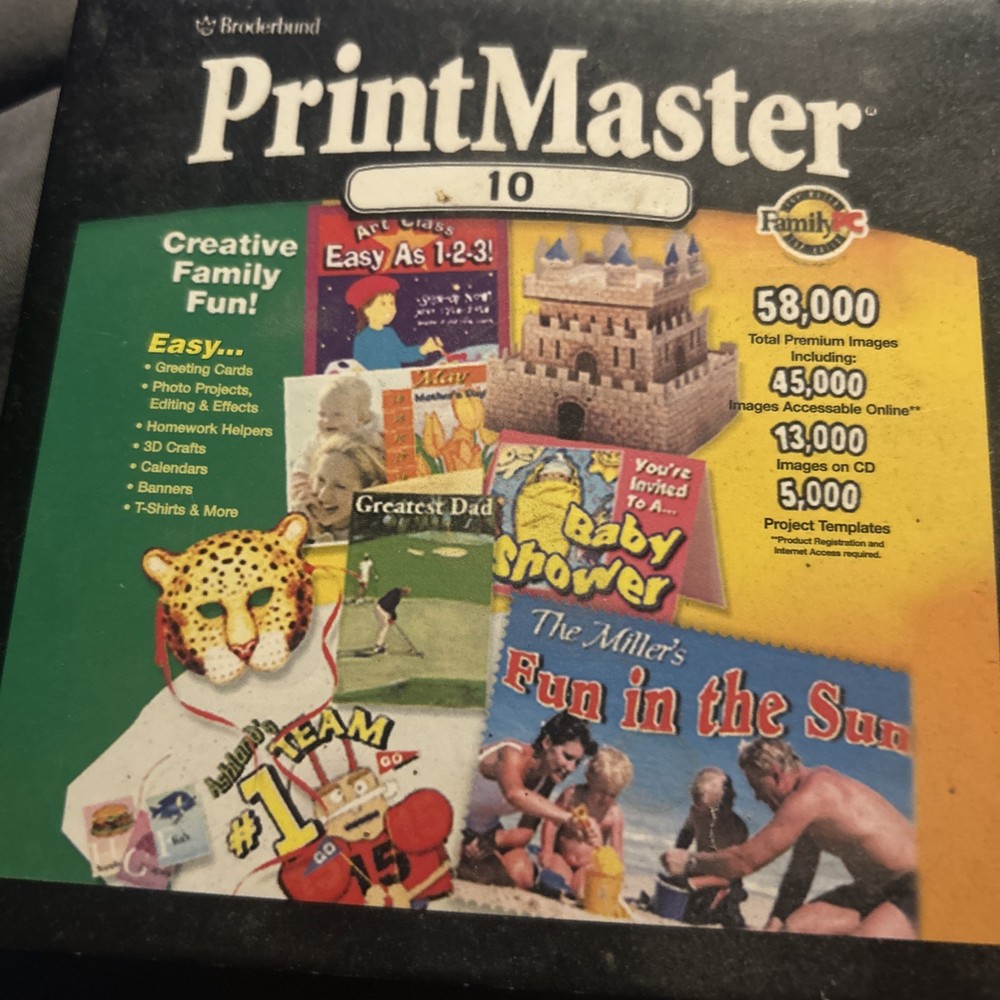 PrintMaster 10 Broderbund Software Disk Windows 95/98/2000