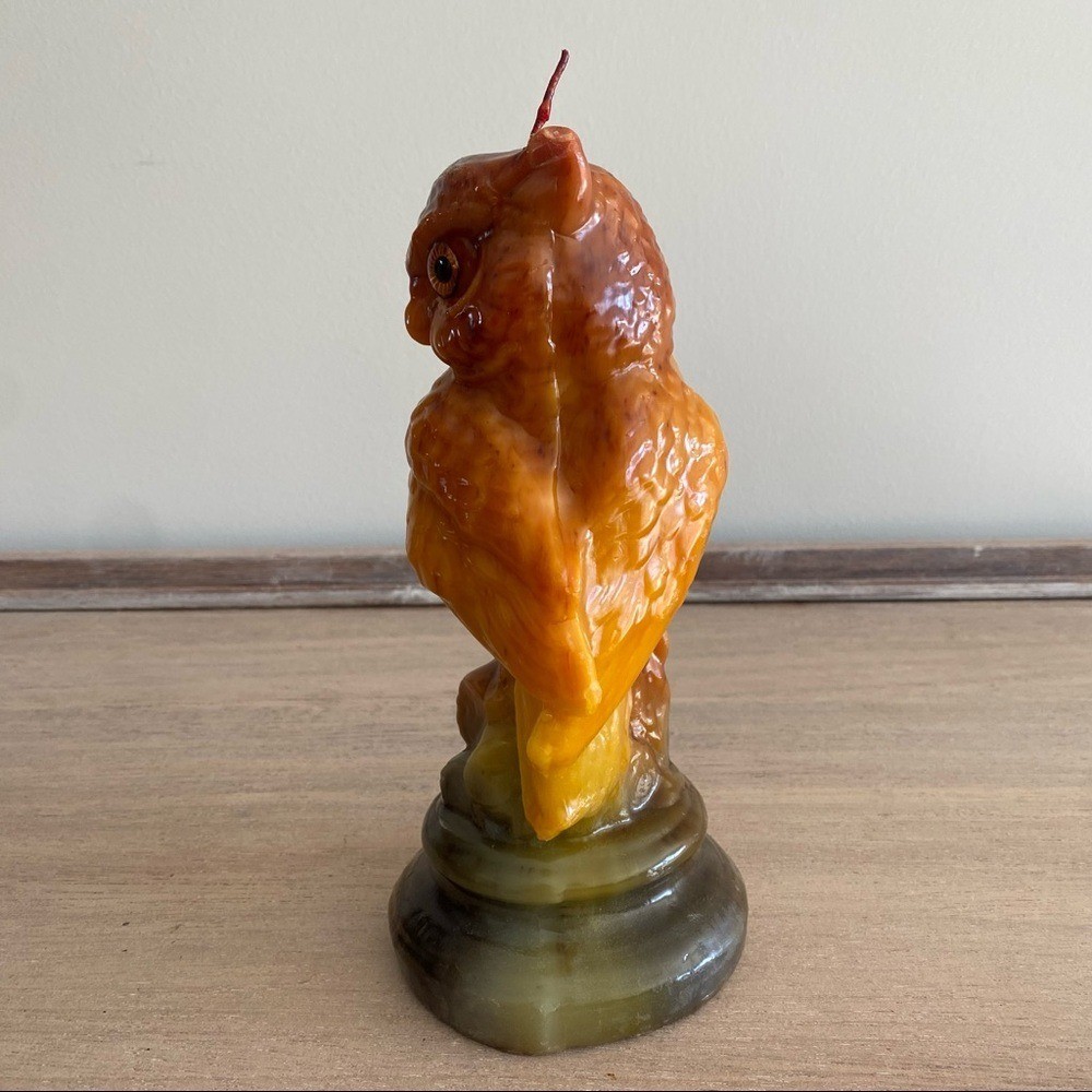 Vintage Owl on Perch Wax Candle