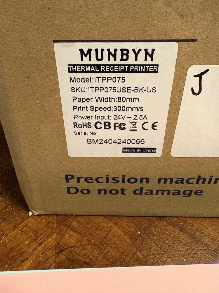 MUNBYN thermal Receipt Printer Model# ITPP075