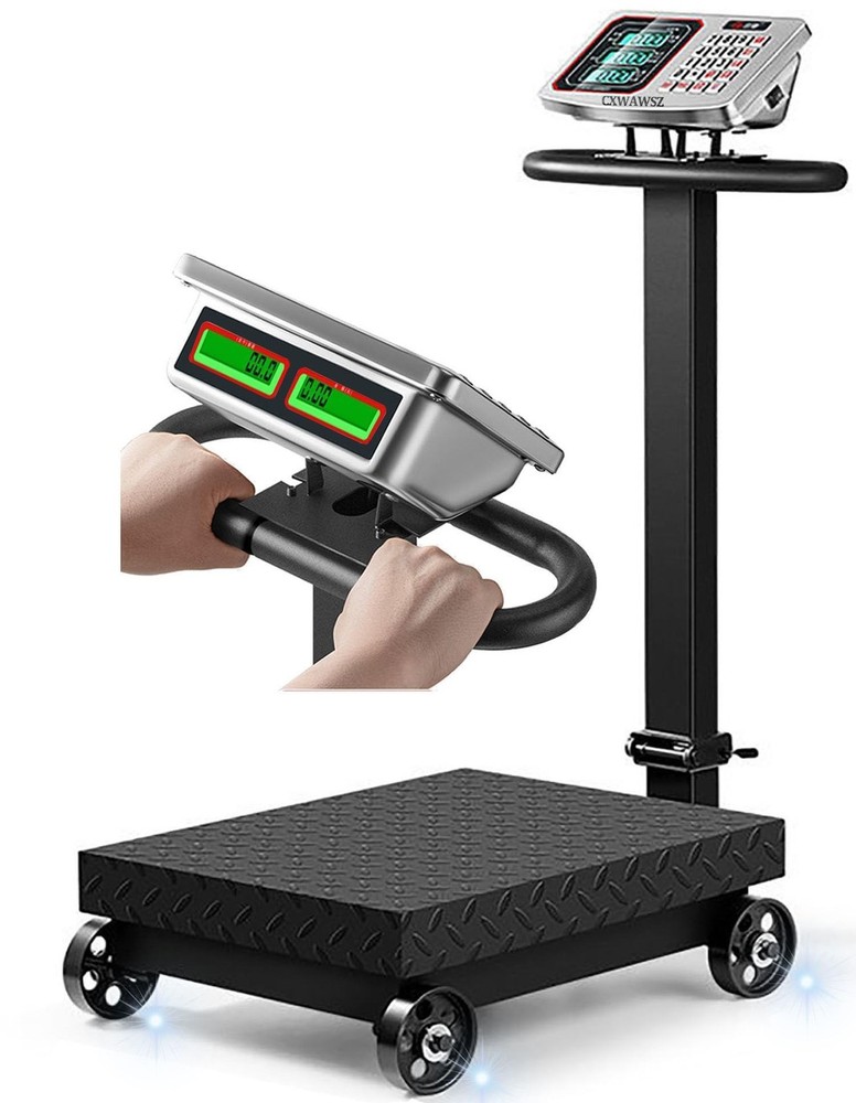 Large Platform Scale with Wheel 660 LB Floor Weight Computing Postal Scale Di...