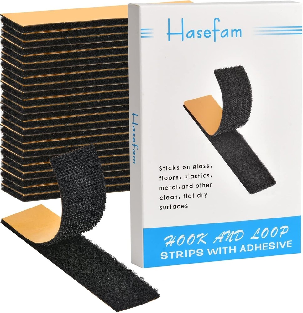 24 Sets 1x4in Hook and Loop Strips with Adhesive,Double Sided Reclosable Stro...