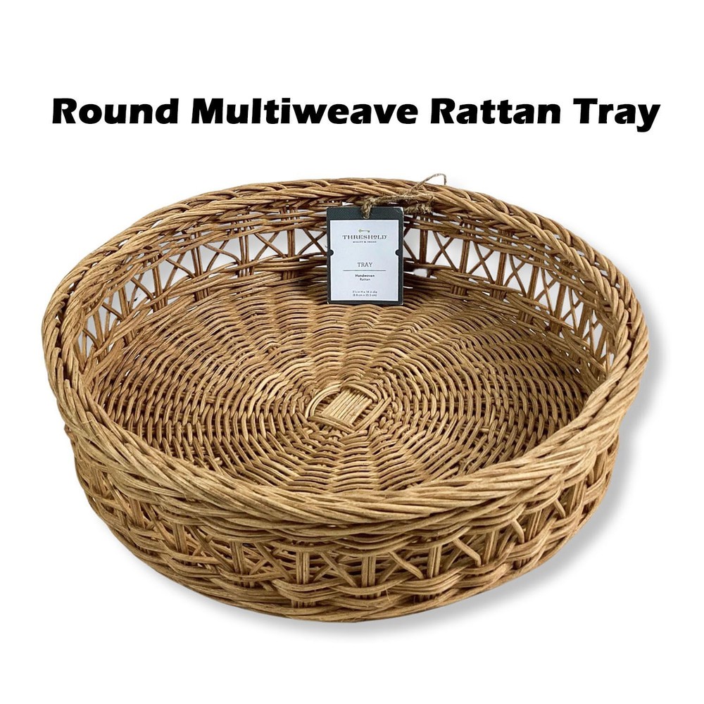 Threshold™ - Round Multi Weave Rattan Tray 191908748023