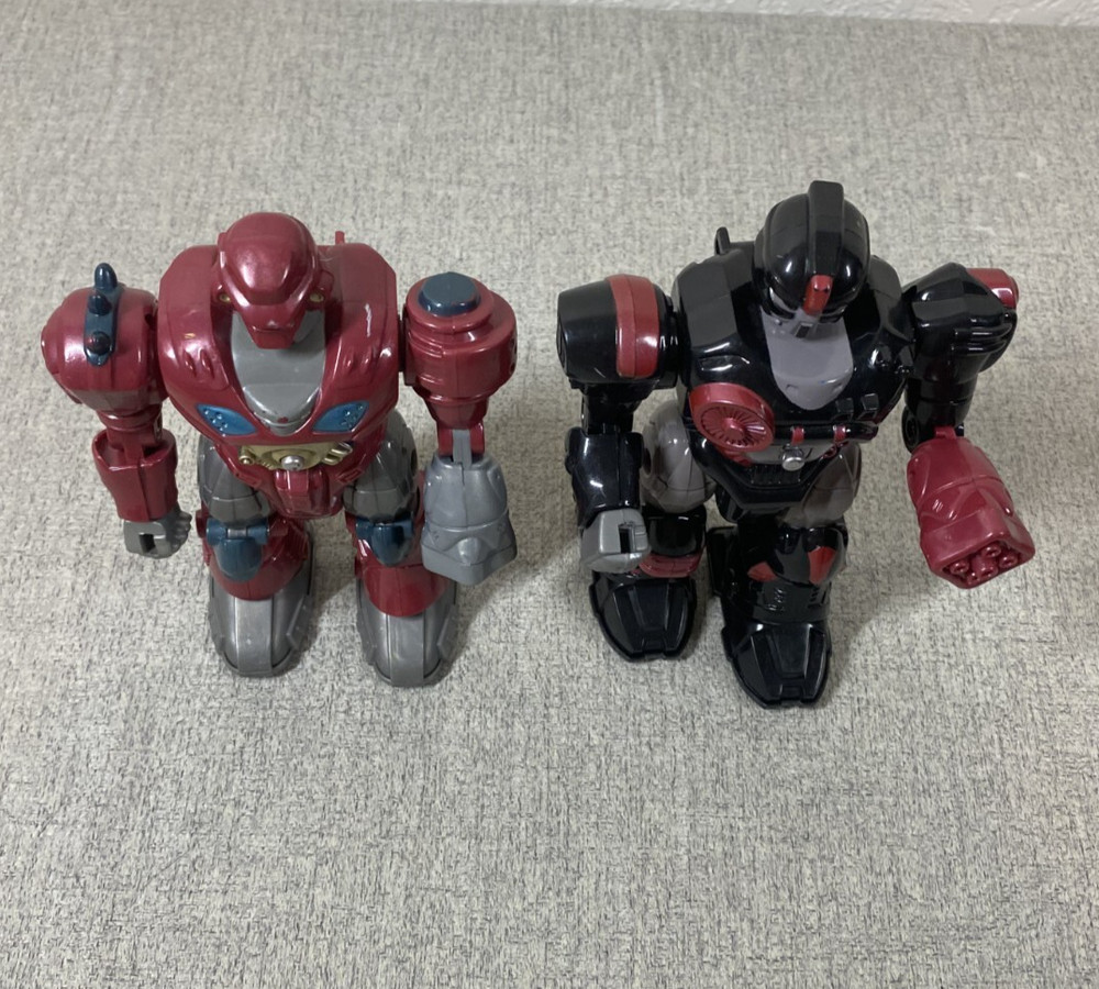 (2) HAP-P-KID Motorized Attack Robo Squad MARS 7" Electronic Walking Robot