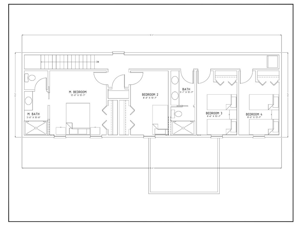 Small 2-Story Cabin Plan - 4 Bedroom 2 1/2 Bath