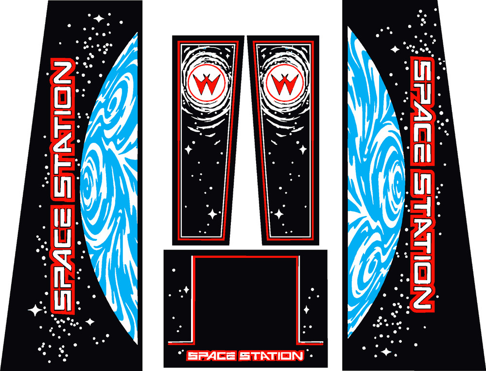 Williams Space Station Pinball Machine CABINET Decal Set