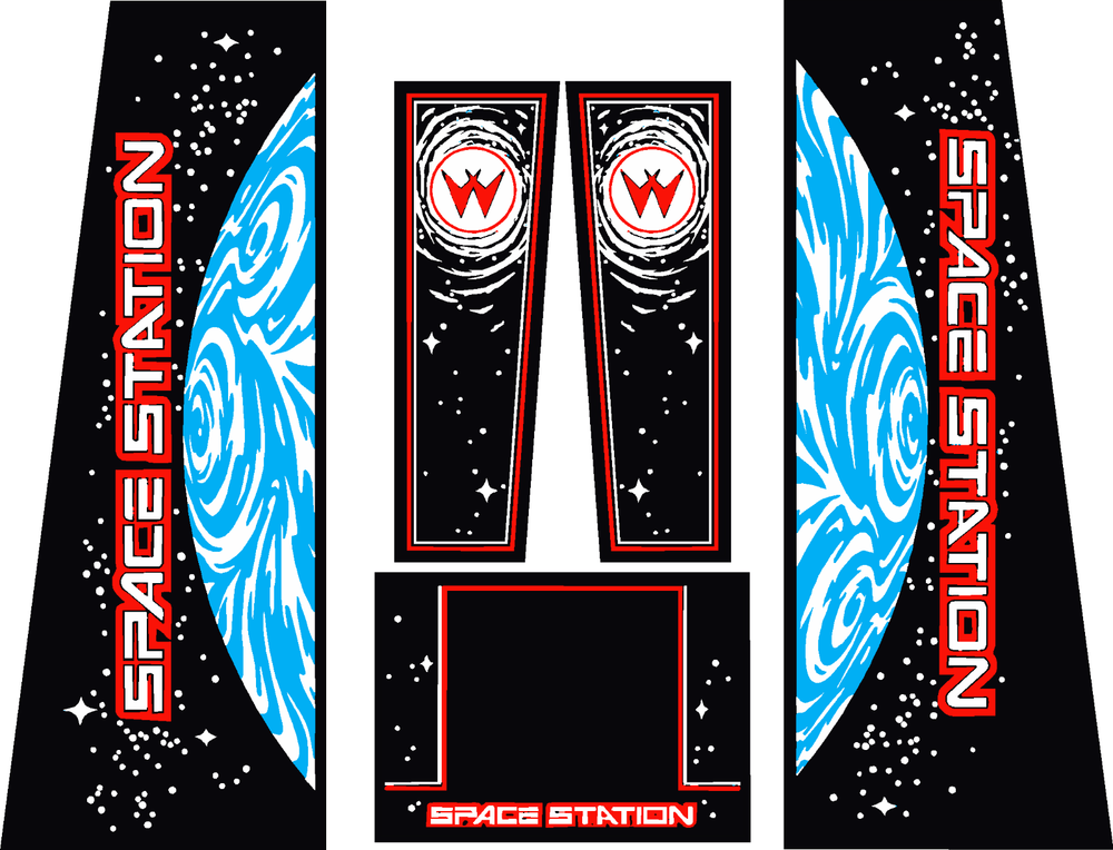 Williams Space Station Pinball Machine CABINET Decal Set