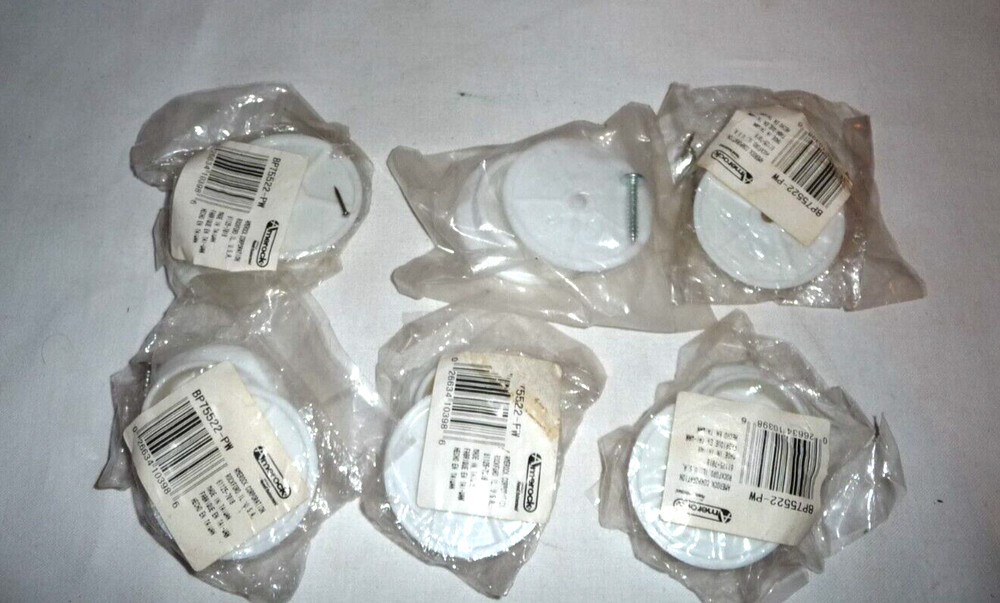 Amerock 6 sets 1 3/8" White Plastic Closet Pole End Bracket Socket Set