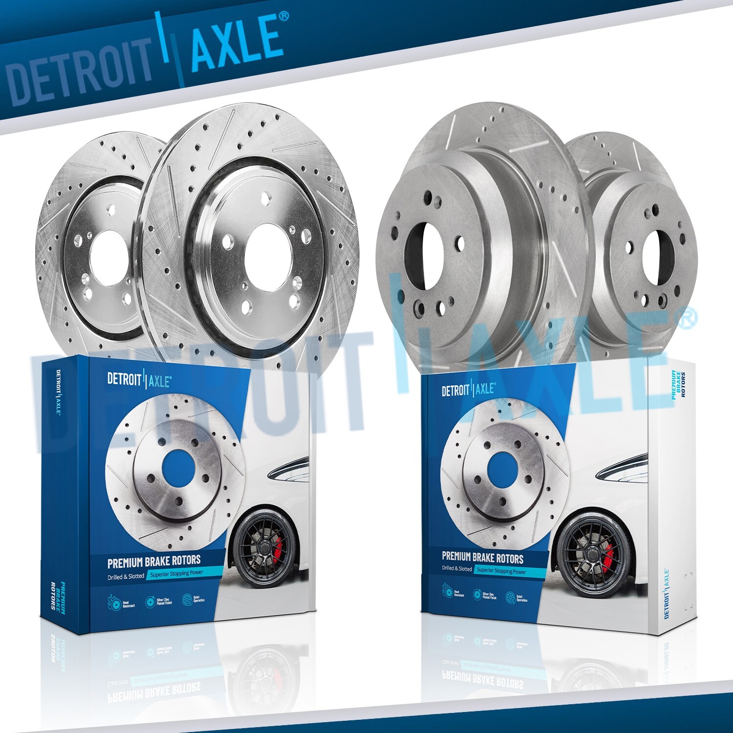 Front Rear Drilled Slotted Disc Brake Rotors for Honda Pilot Ridgeline Passport