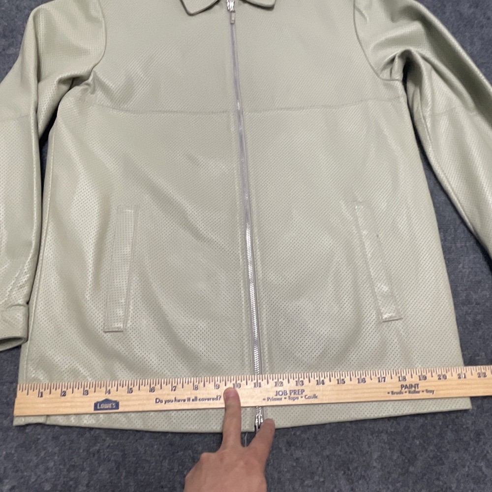 Tiger Woods Collection Light Green 100% Leather Jacket Size Medium EUC
