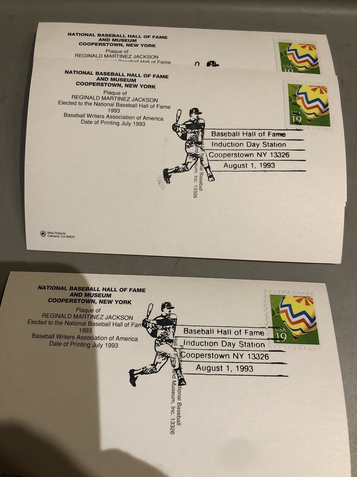 Reggie Jackson HOF Plaque Lot (12)-All Stamped/Canceled On Induction Day-Yankees