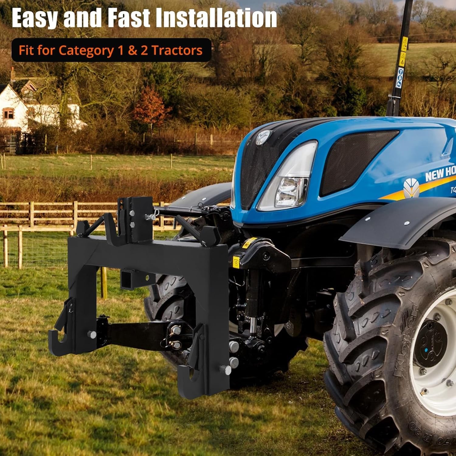 3-Point Quick Hitch for Category 1 Tractors with 3000 LBS Lifting Capacity