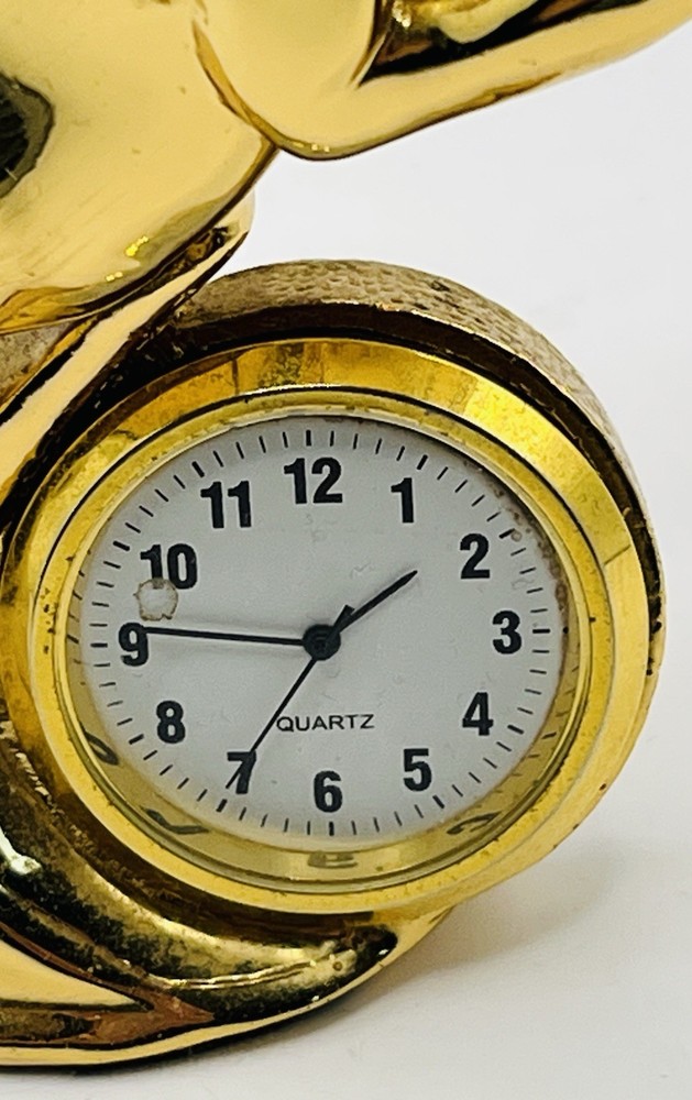 Vintage Solid Brass Leaping Jaguar Desk Clock