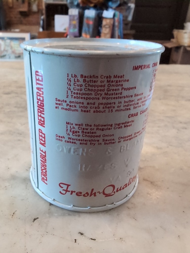 Quality Crabmeat NOS 16 Oz Empty Tin