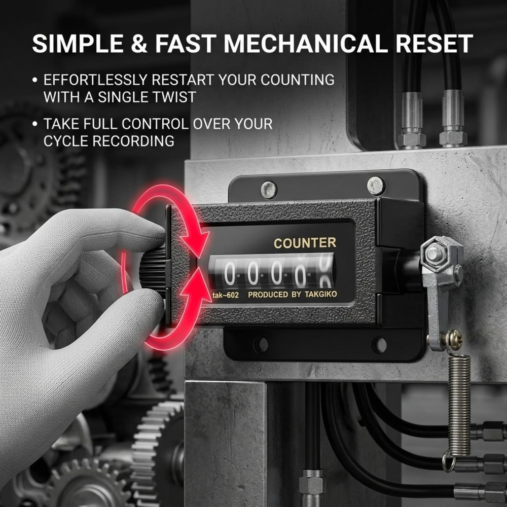 Mechanical Counter 5 Digit 0-99 Mechanical Resettable Counting Reset Function