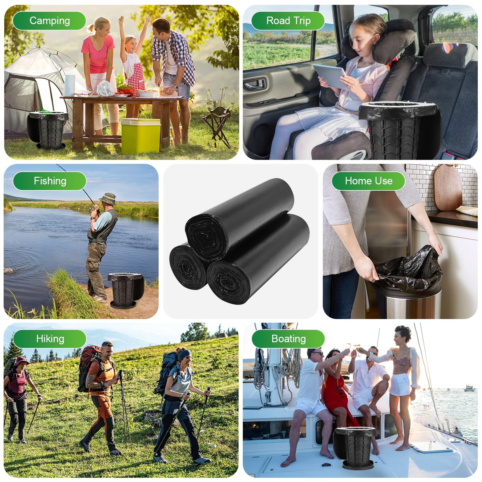 Portable Camping Toilet Bags - 50 Biodegradable Potty Liners for 5-Gallon Bucket