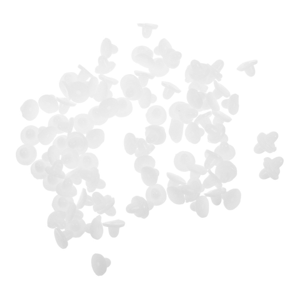 100pcs White Silicone Flat Earring Backings - Secure Earring Back Stopper Disc
