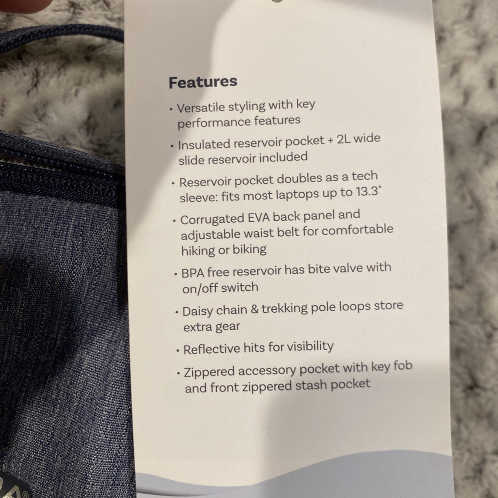 High Sierra Grey Hydration Backpack with 2L Bladder Blue Hydropack.