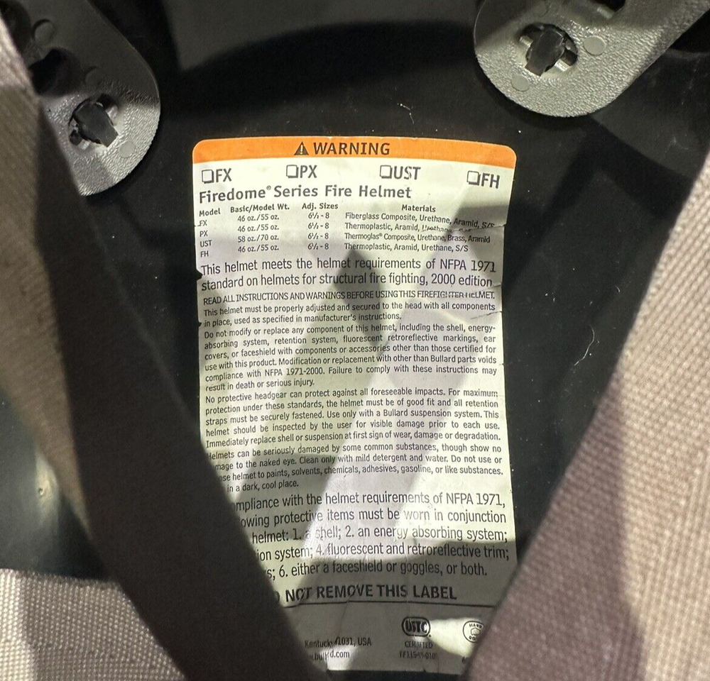 FIREFIGHTING FIRE HELMET BULLARD 2004