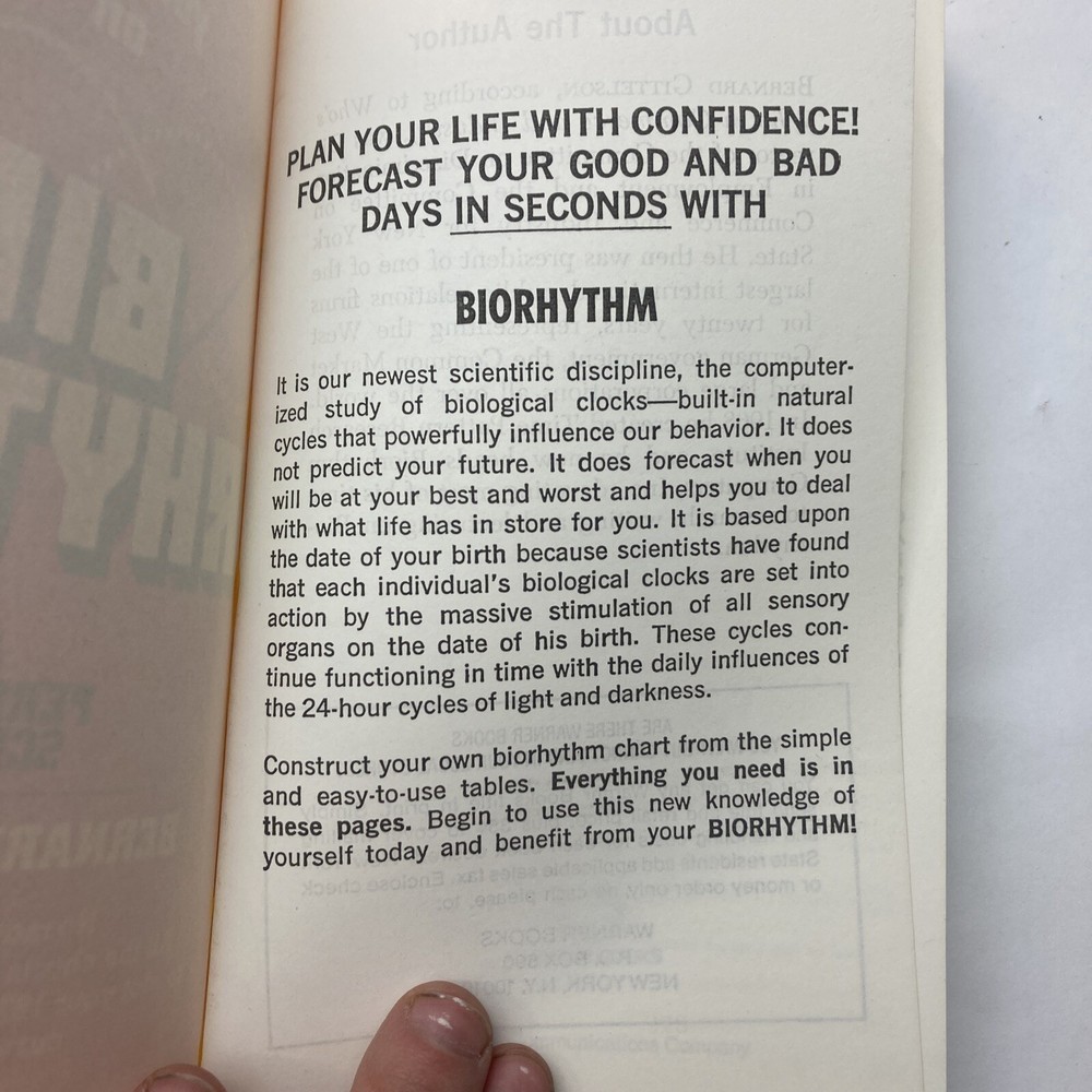 Bio-Rhythm Computerized Study Biological Clocks Bernard Gittelson 1977 Paperback