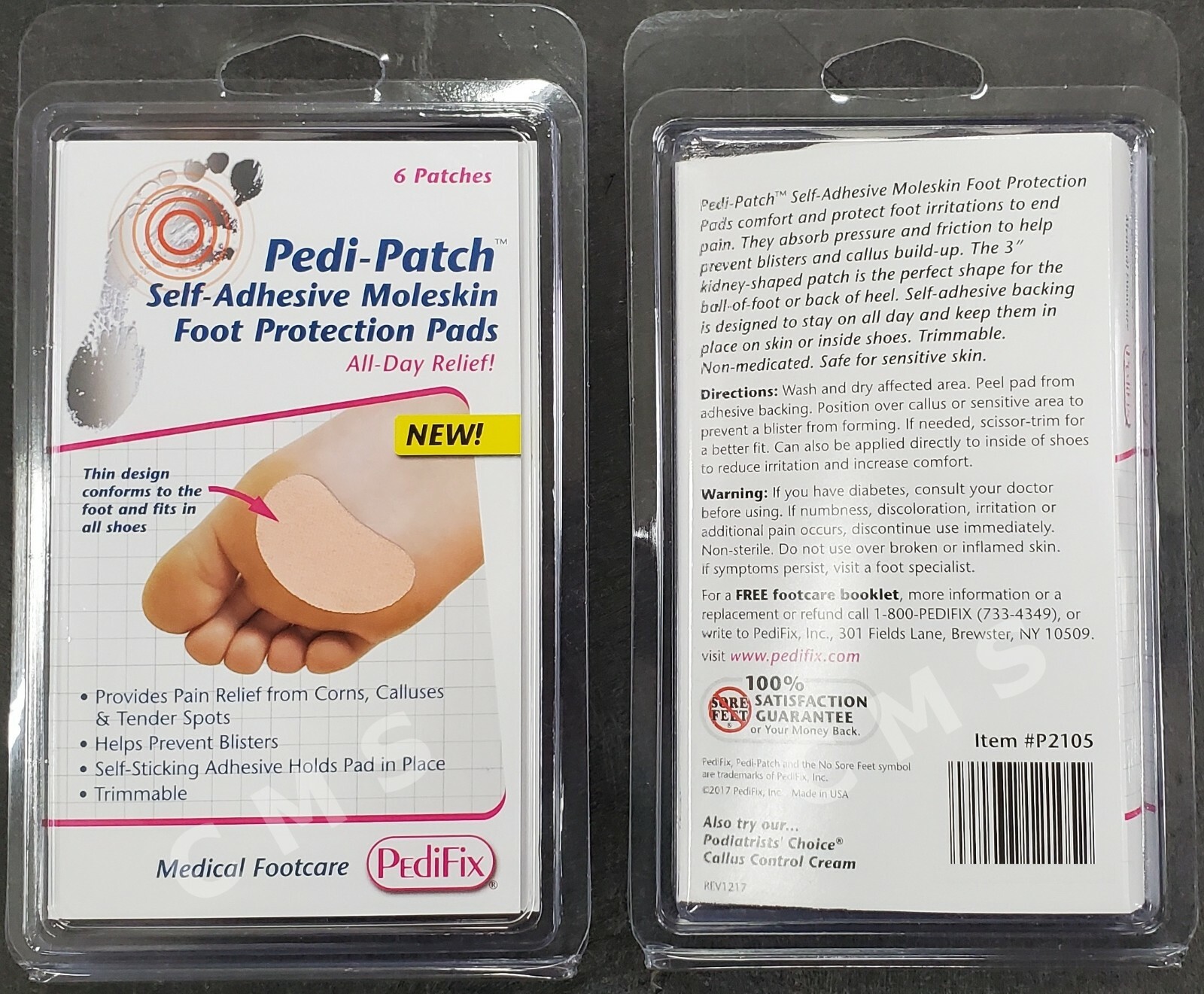 Pedifix Pedi-Patch Self-Adhesive Moleskin Foot Protection Pads 6/PK P2105 USA