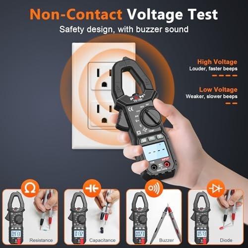Clamp Meter Multimeter 600 Amp AC DC TRMS Auto Ranging NCV Detection Capacitance